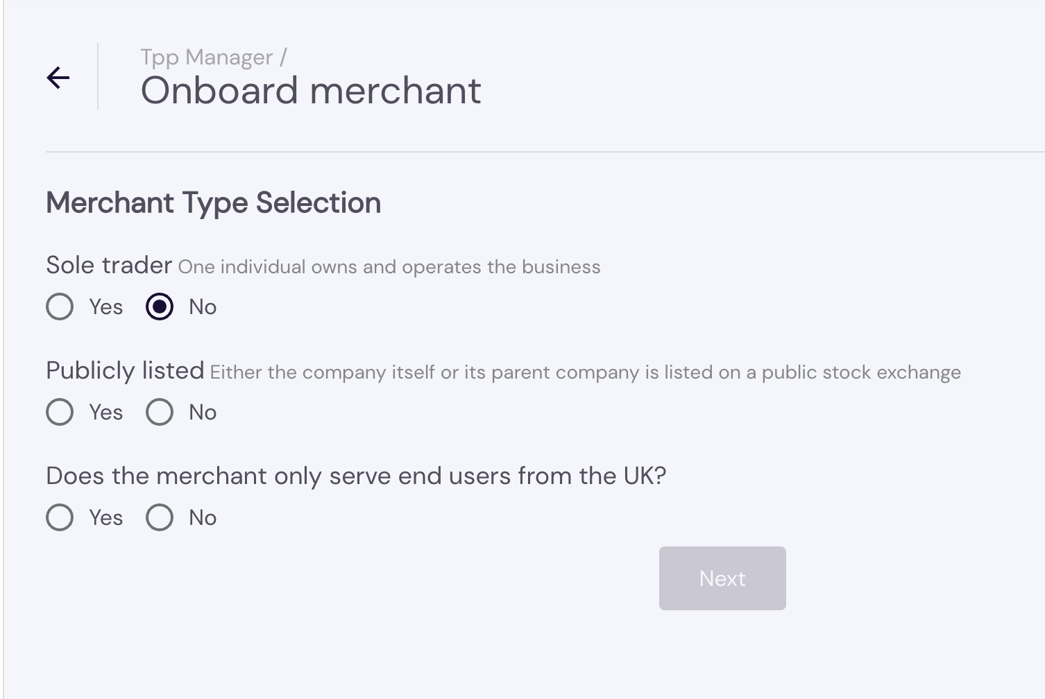 TPP Manager Token Licence – Non-Sole Trader